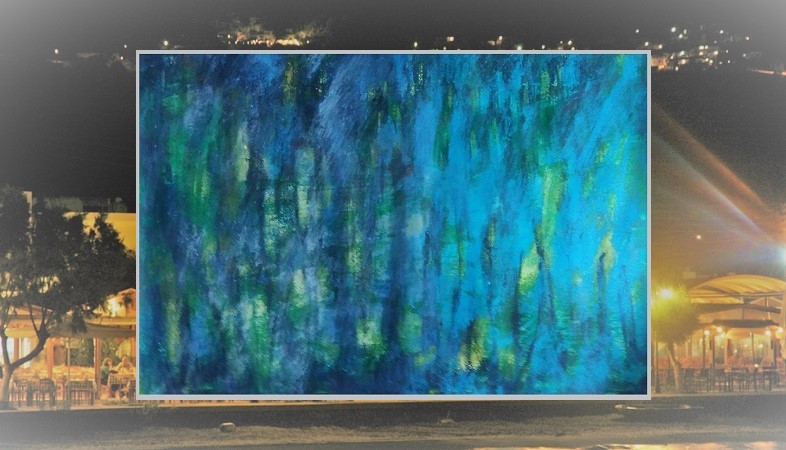 A R T    G A L L E R Y - Serie "IMPRESSIONS", " NIGHT AT THE SEA", Acrylic on paper on canvas, cm 100 x 70 / 2018"